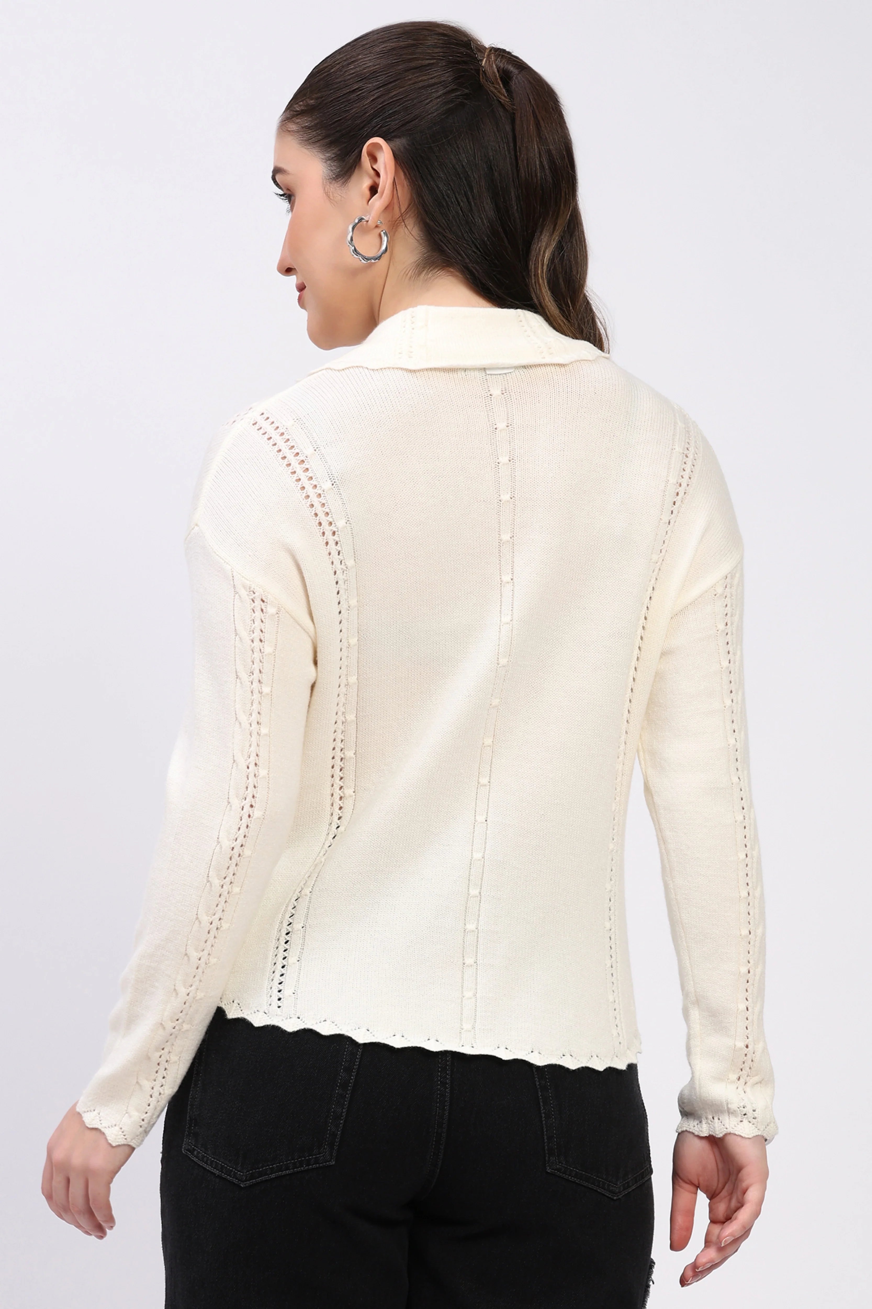 Off-White Floral Embroidered Pullover-Global Republic