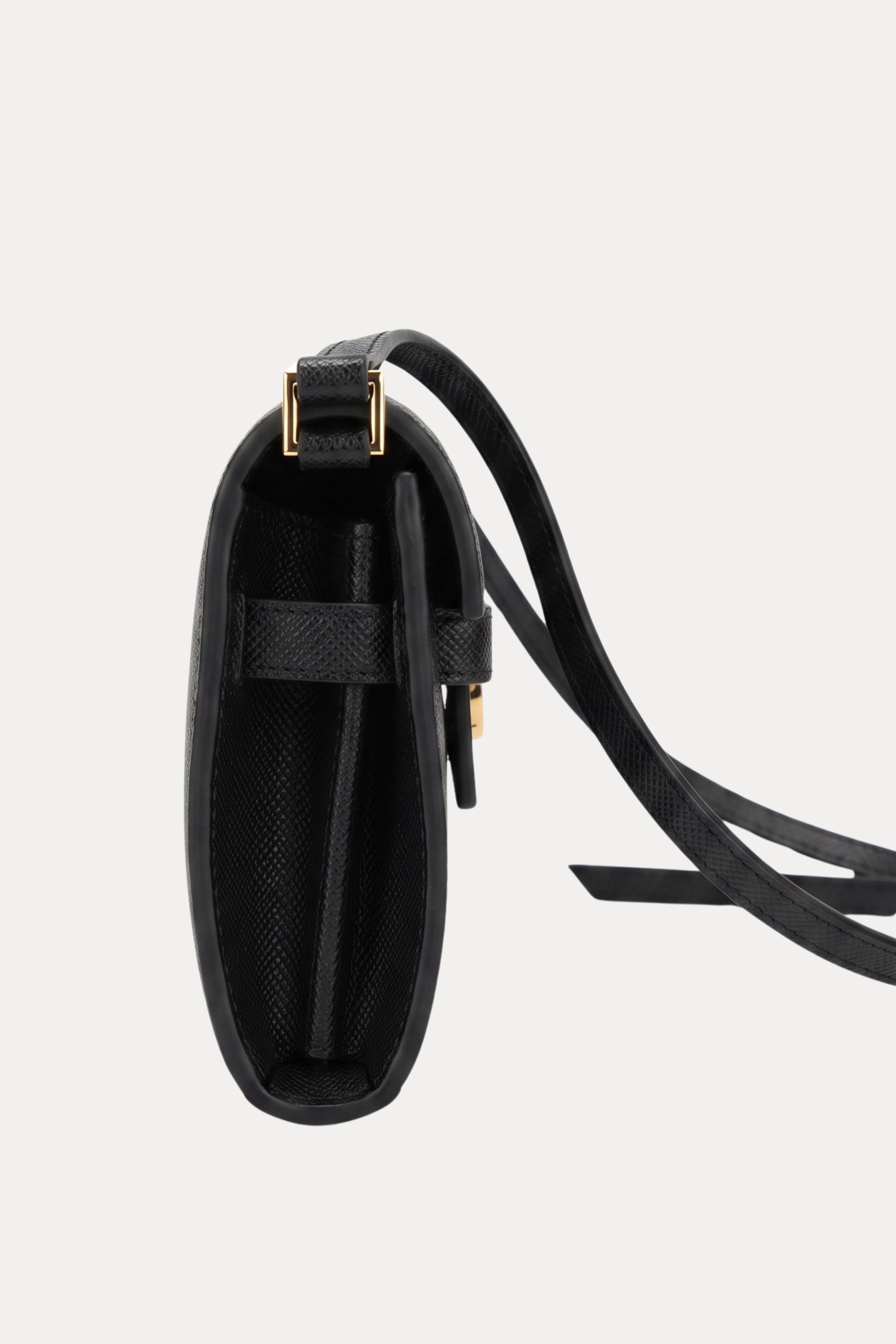 Black Leather Wallet Sling Bag