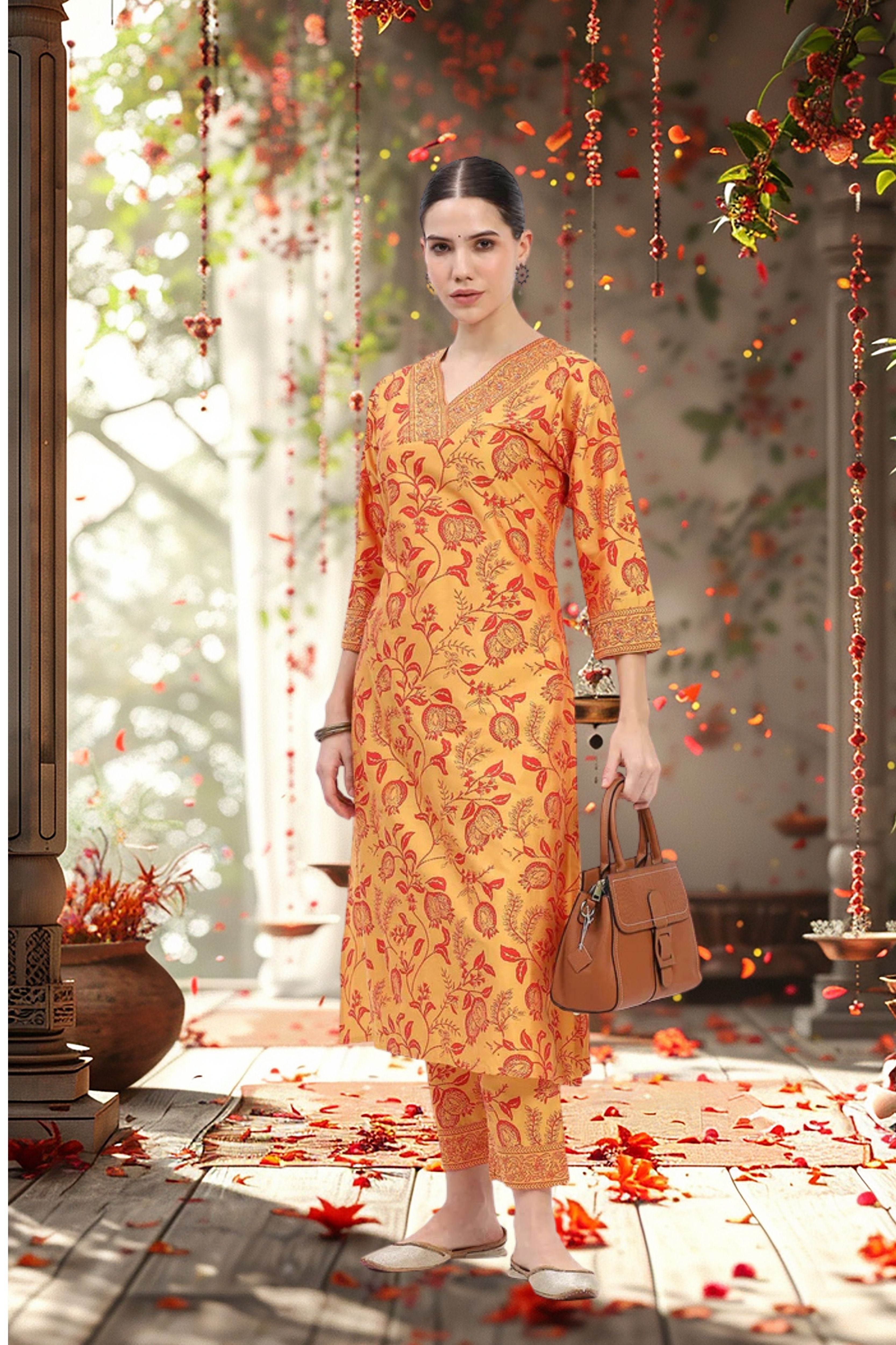 Muslin Embellished Kurta Set - Global Republic