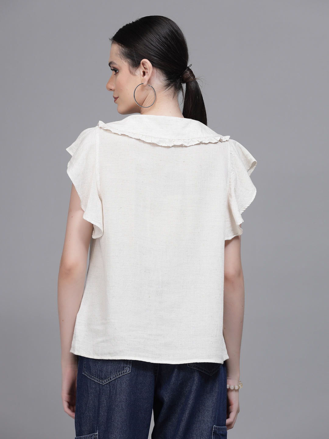 White Peter Pan Collar Top - Global Republic