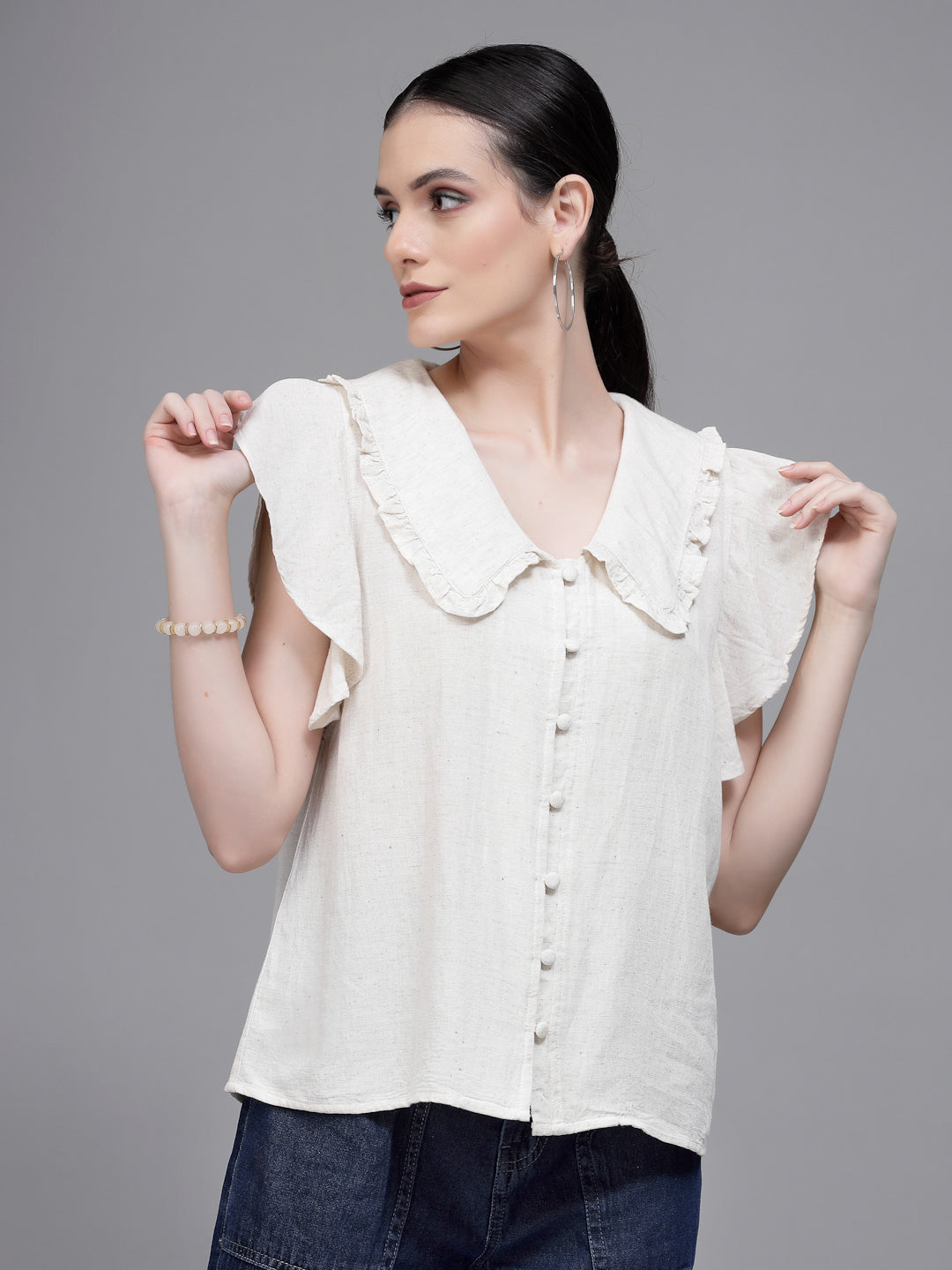 White Peter Pan Collar Top - Global Republic