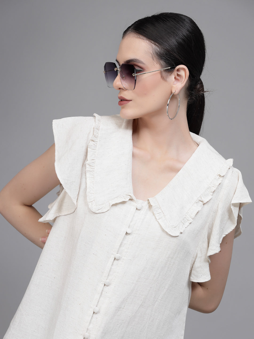 White Peter Pan Collar Top - Global Republic