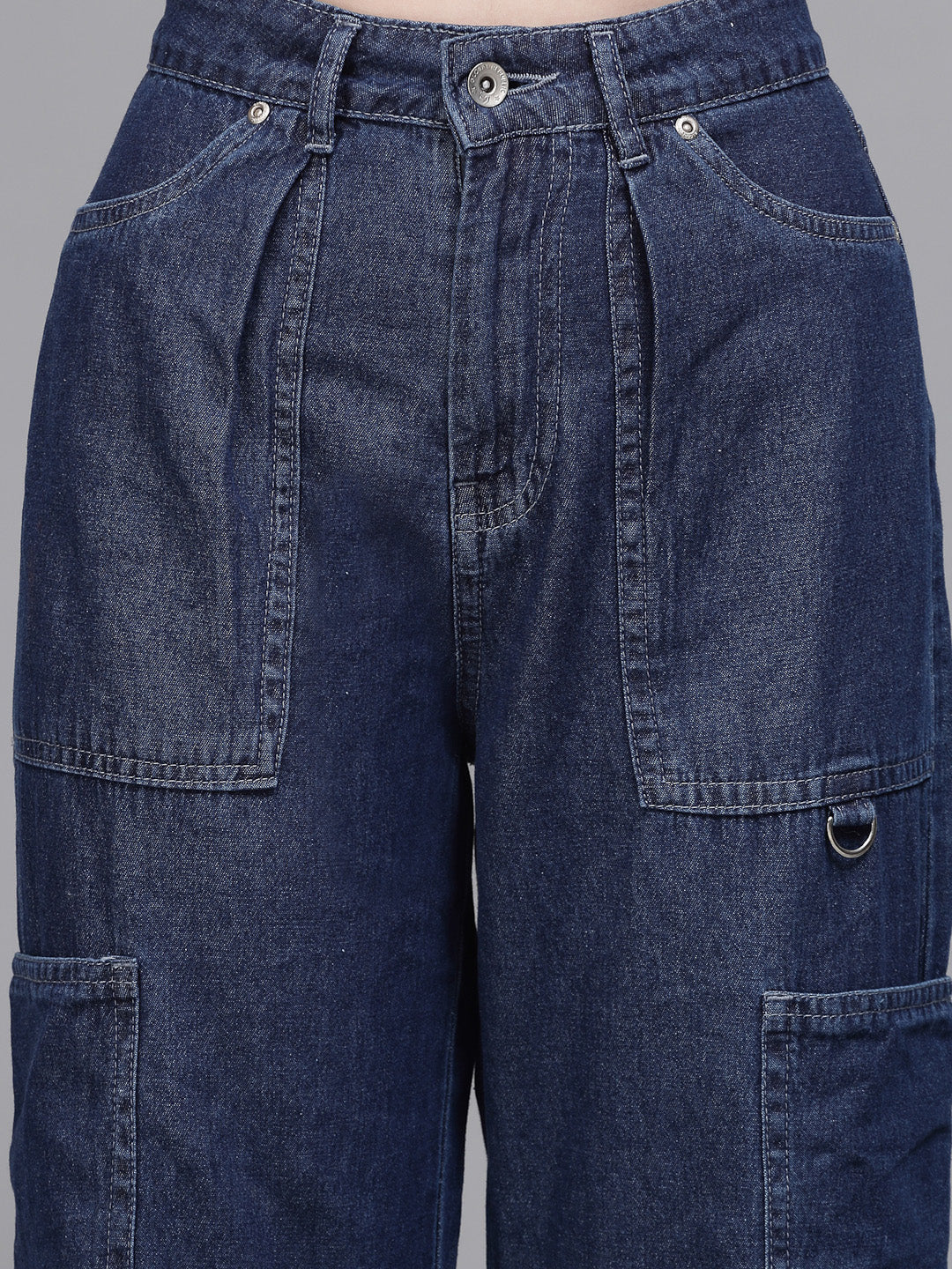 Women Straight Fit Wide Leg Blue Stretchable Jeans - Global Republic