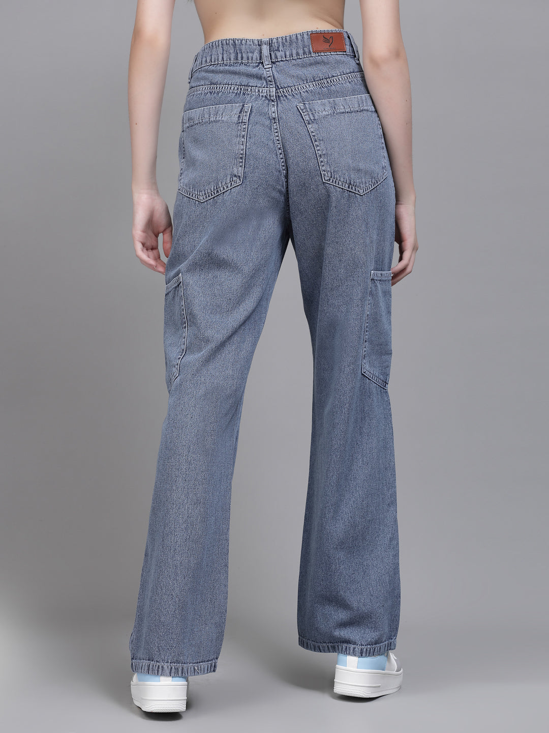 Women Baggy Fit Stretchable Blue Jeans - Global Republic