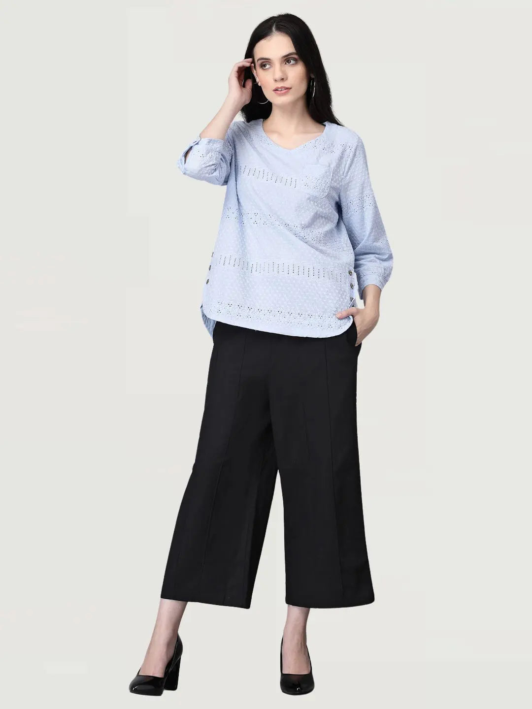 Black Cotton Linen Lower - Global Republic