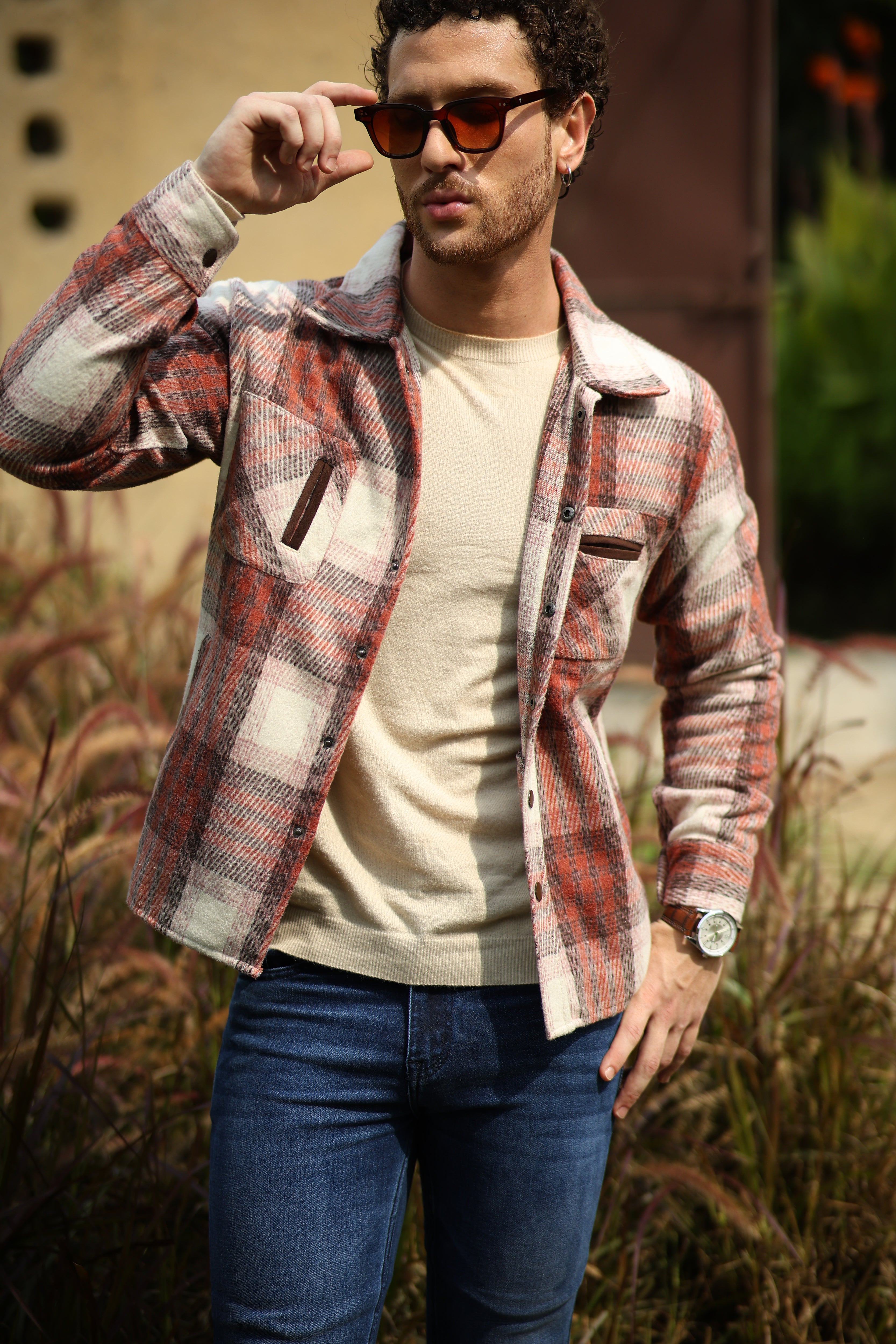 Wool Blend Checked Shacket - Global Republic