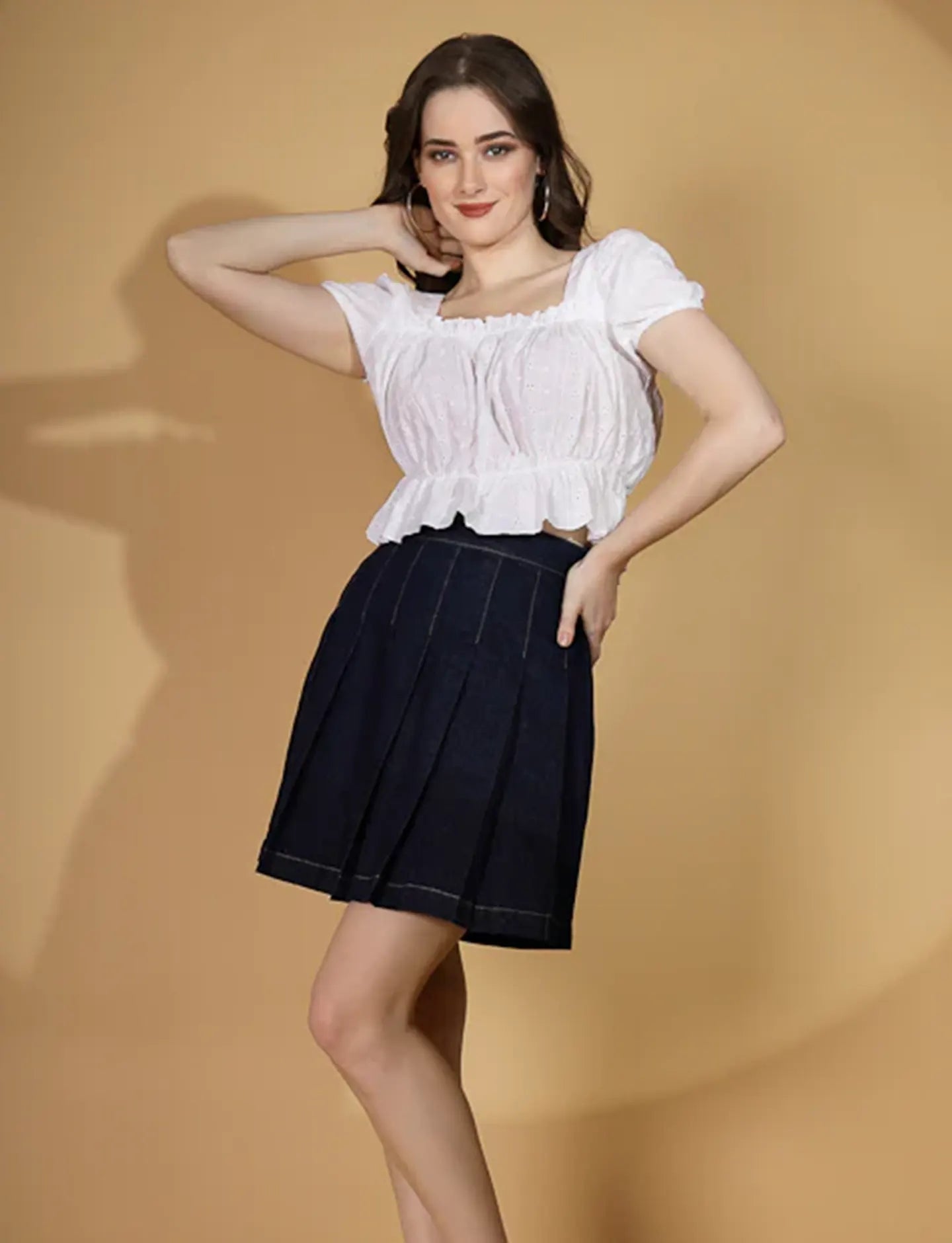 Cotton Embroidered Blouson Top - Global Republic