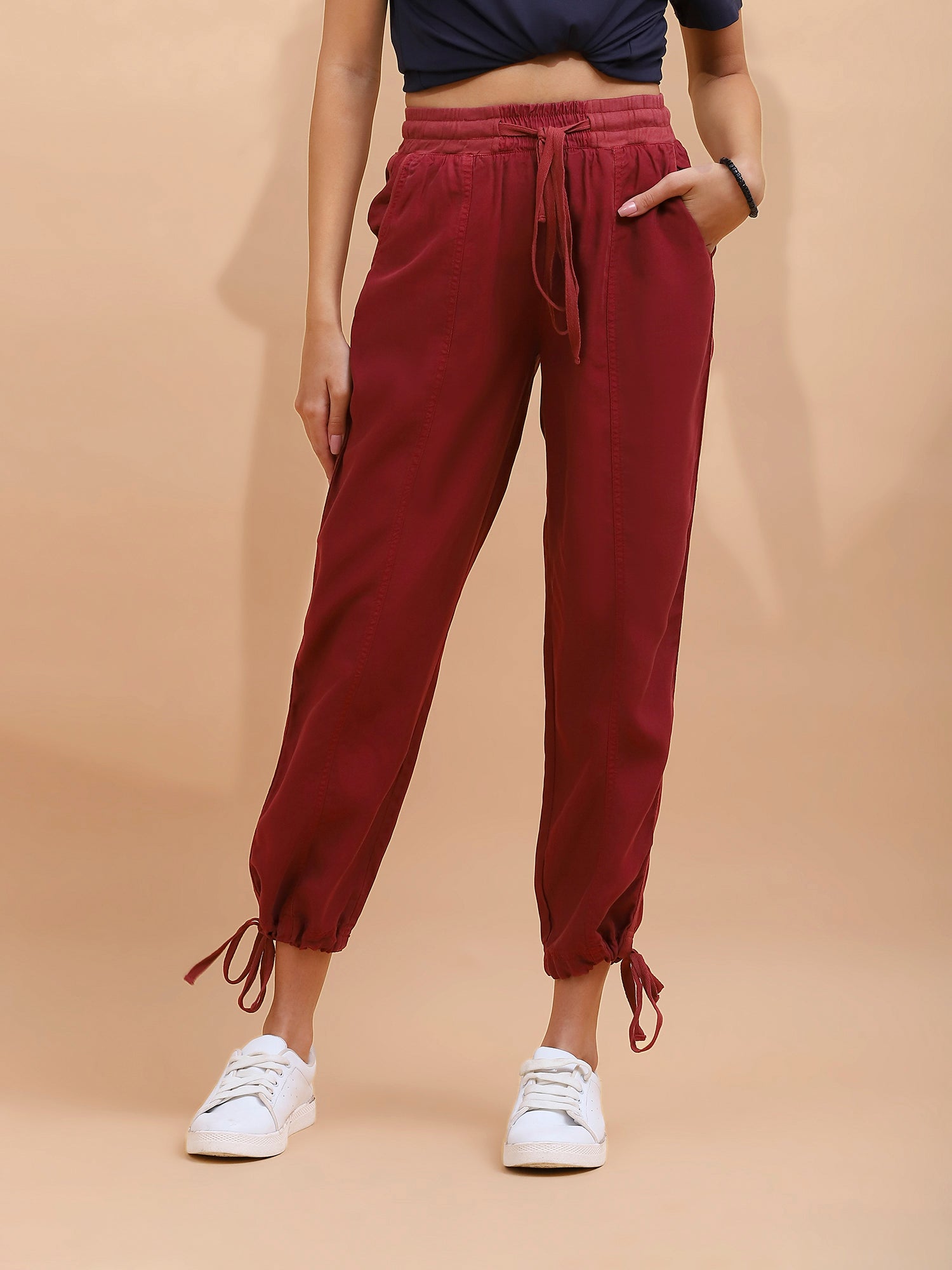 Wine Cotton Solid Lower - Global Republic