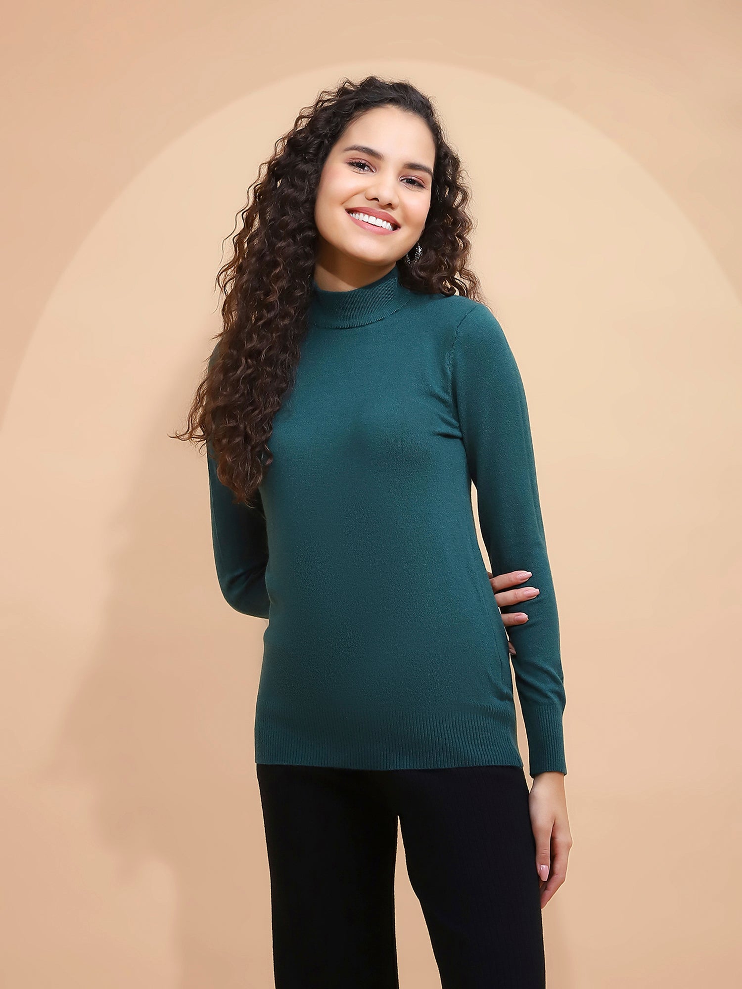 Bottle Green Turtle Neck Skivvy Top - Global Republic