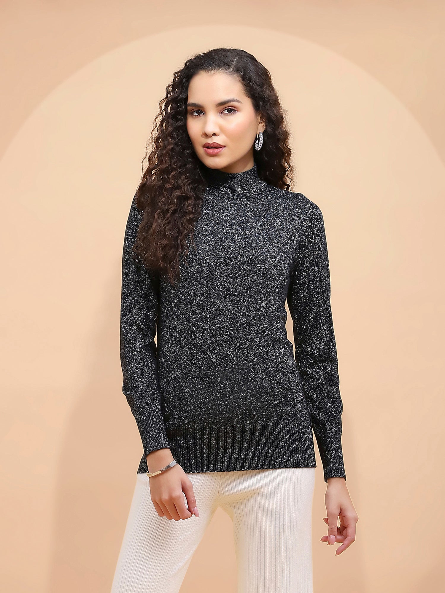 Black Turtle Neck Skivvy Top - Global Republic