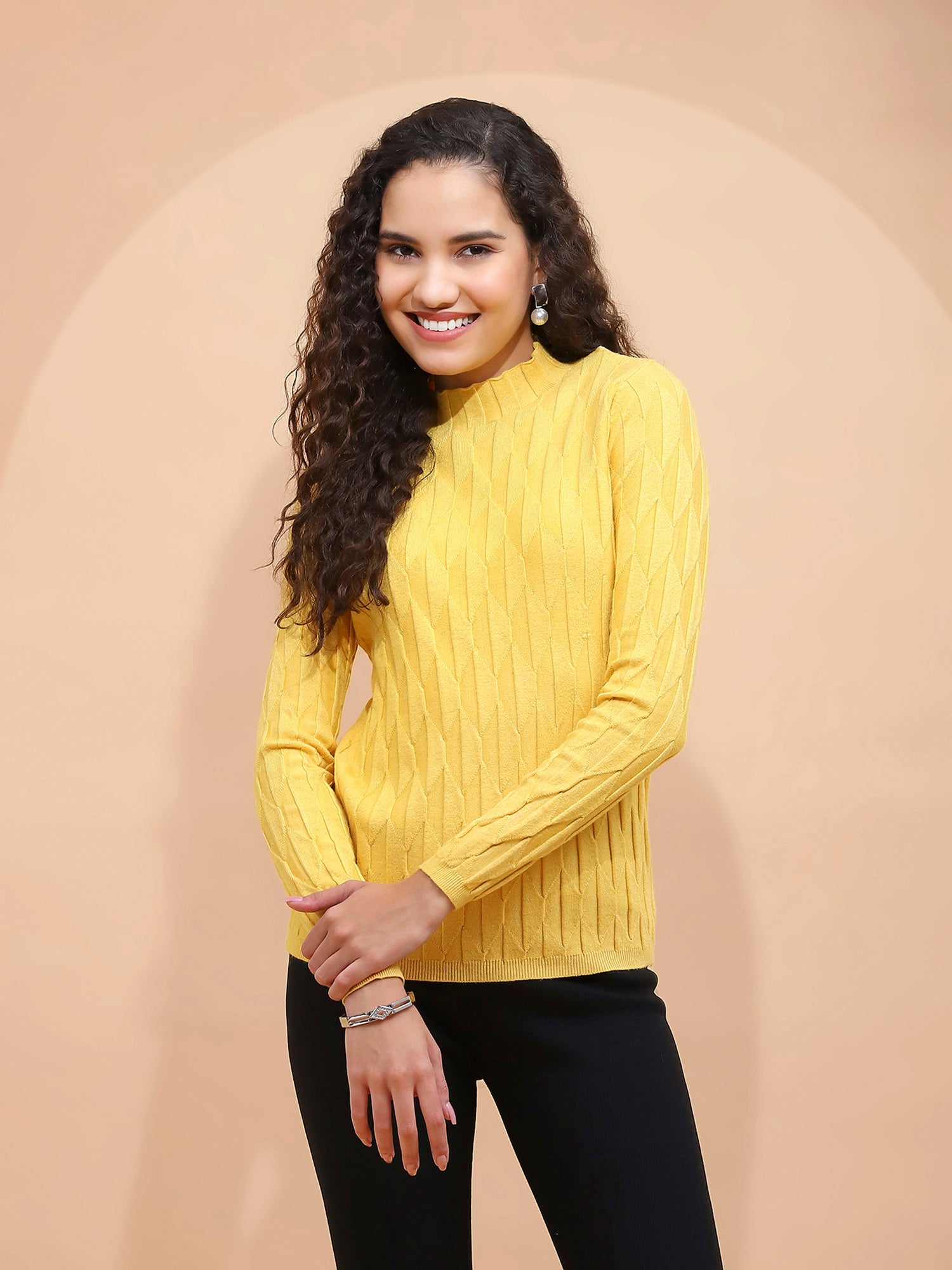 Mustard Slim Fit Skivvy Pullover - Global Republic