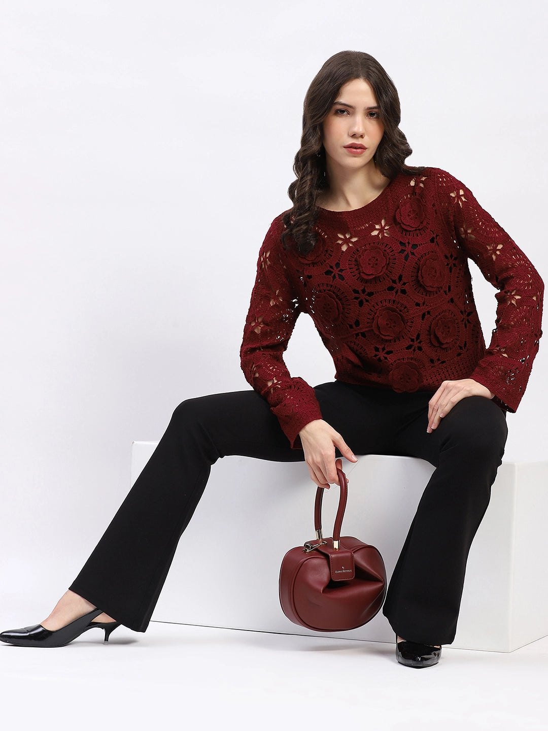Floral Crochet Woven Top - Global Republic