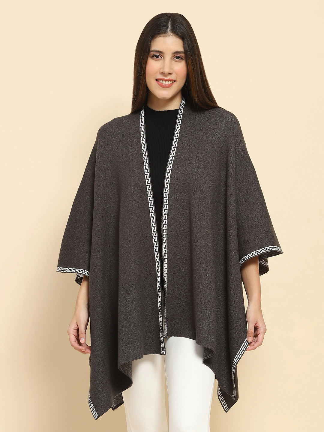Charcoal Wool Blend Winter Shrug - Global Republic