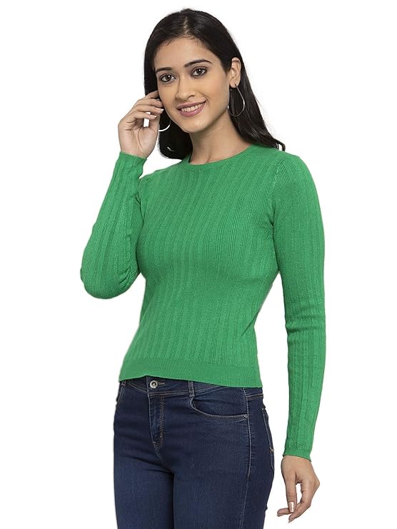 Green Solid Cotton Blend Pullover - Global Republic