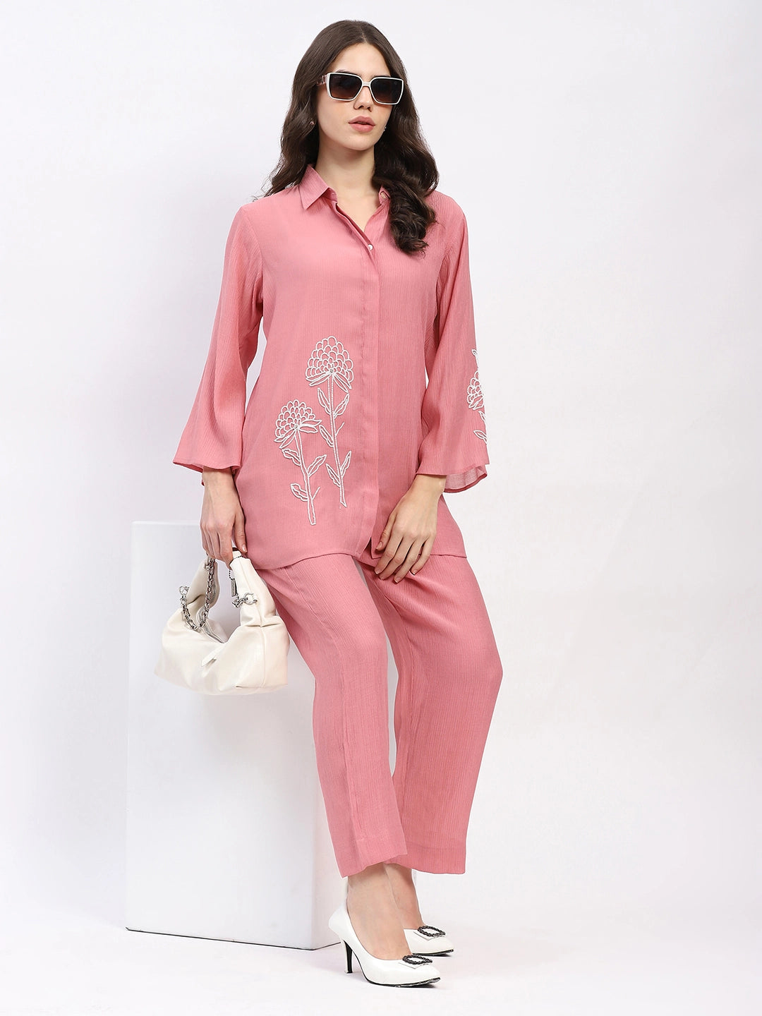 Embellished Shirt Collar Kurta Set - Global Republic