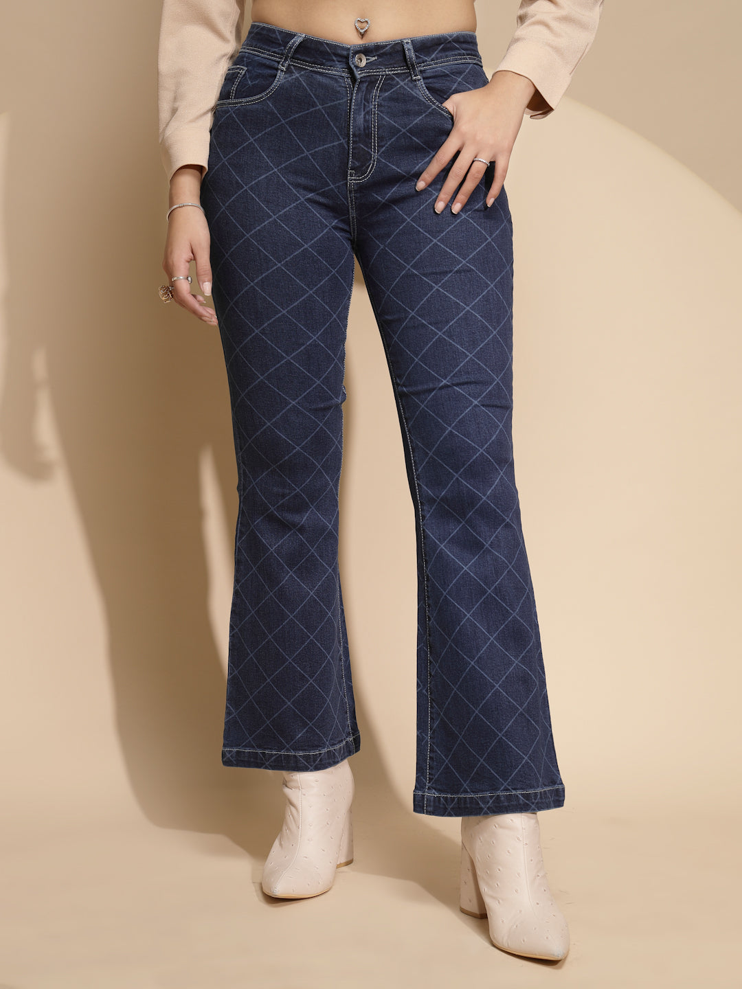 Checkered jeans womens discount
