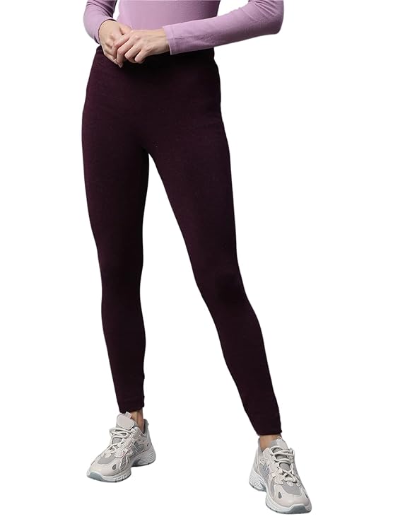 Women Wine Body Hugging Slim-Fit High Rise Legging - Global Republic