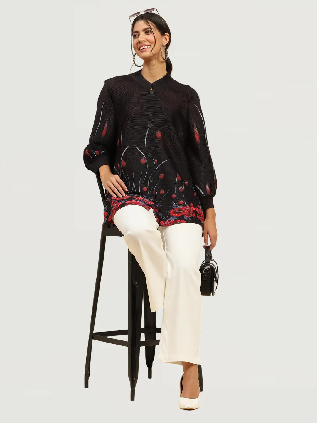 White Stretchable Loose Fit Trouser - Global Republic