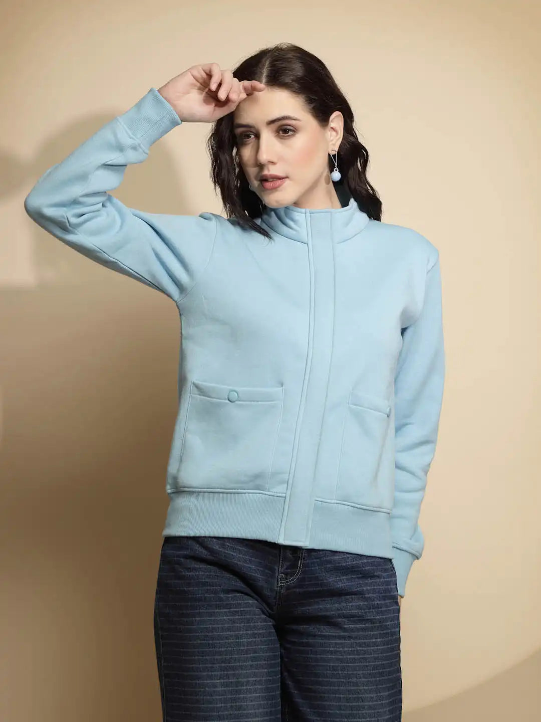 Light Blue Solid Acrylic Sweatshirt - Global Republic