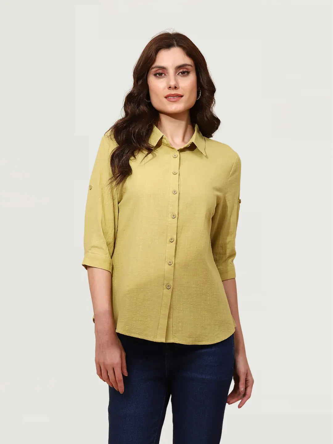 Light Olive Cotton Formal Shirt - Global Republic