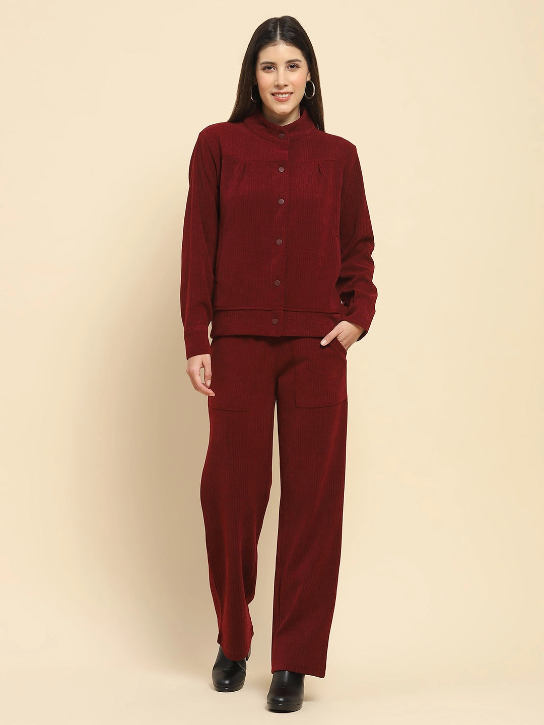 Burgundy Co-Ord Set - Global Republic