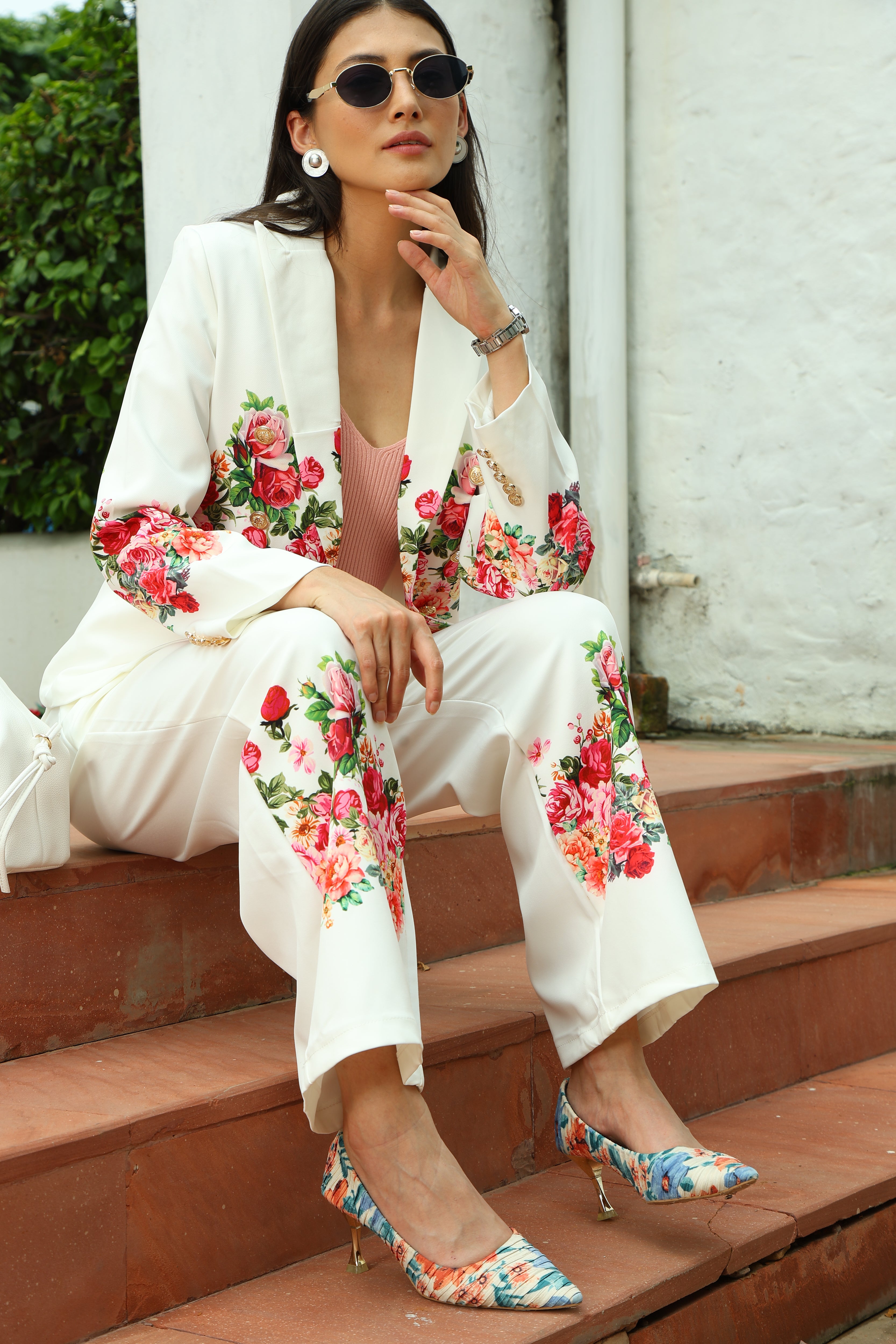 Floral Placement Print Coat - Global Republic