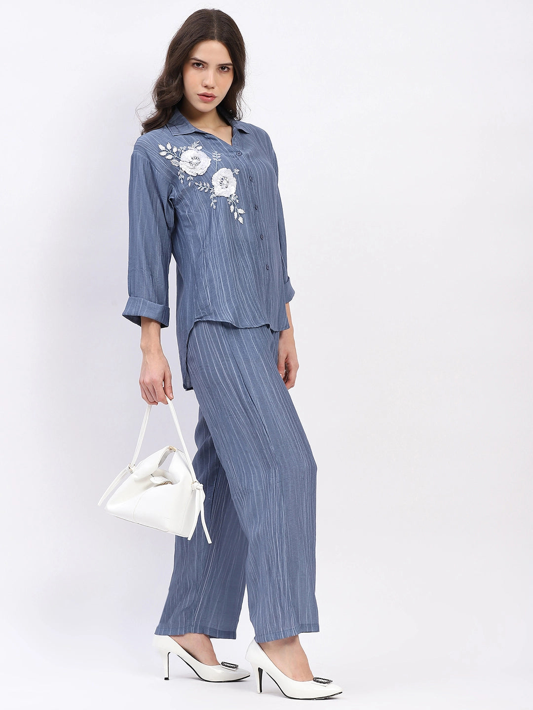 Embellished Striped Viscose Co-ord Set - Global Republic