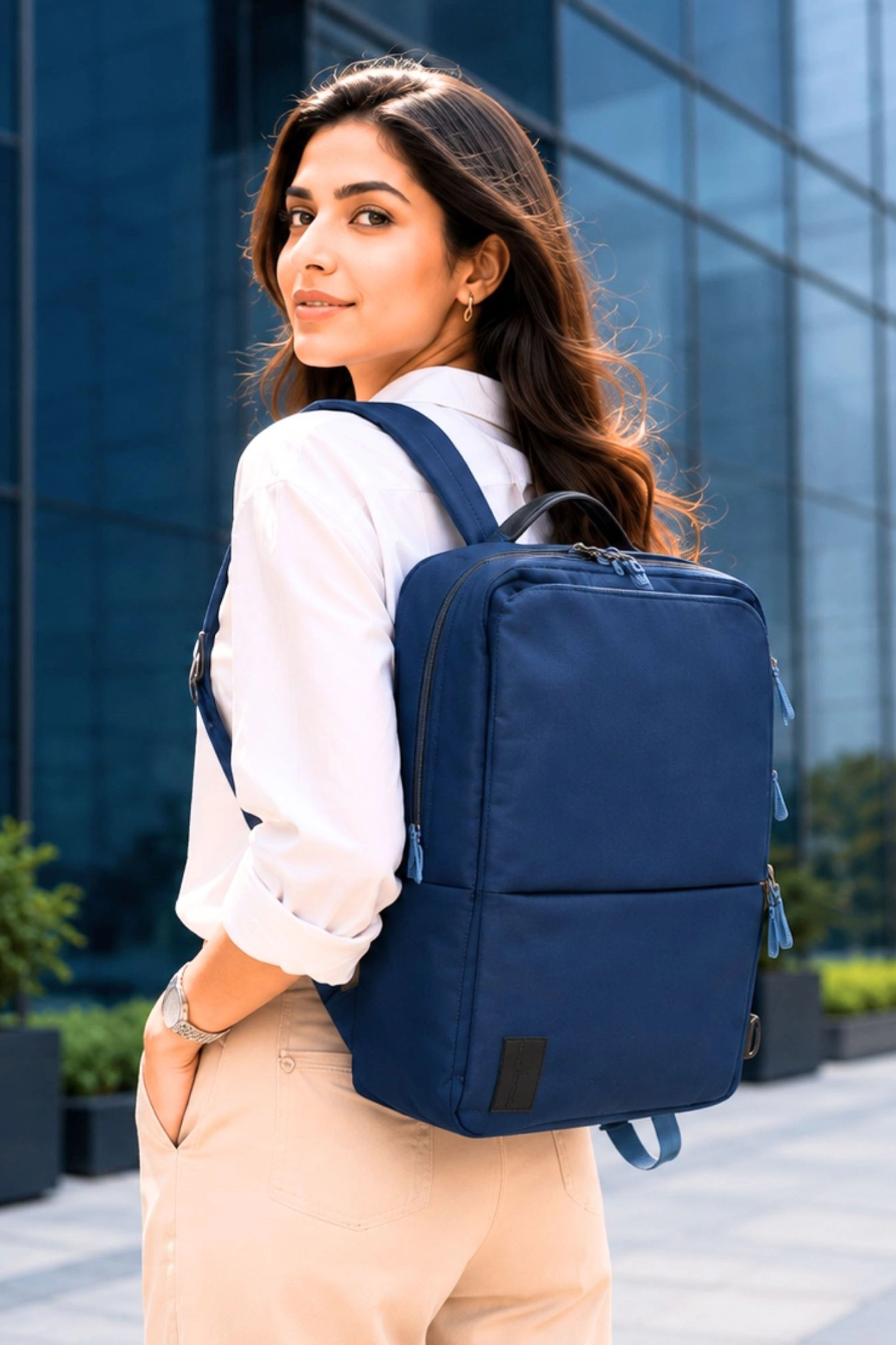 Blue Convertible Laptop Backpack