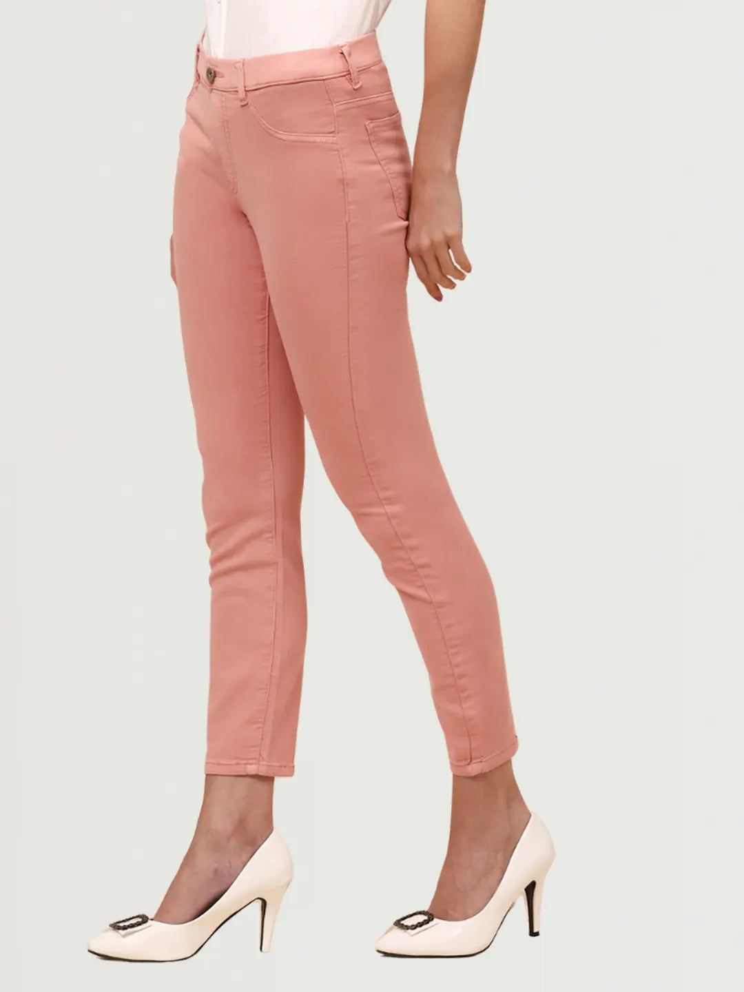 Pink Cotton Blend Slim Fit Jegging - Global Republic
