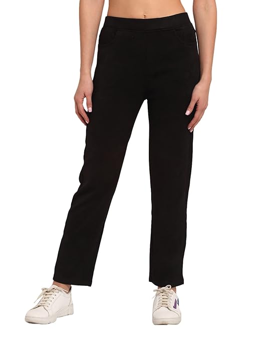 Black Straight Fit Suede Jegging - Global Republic