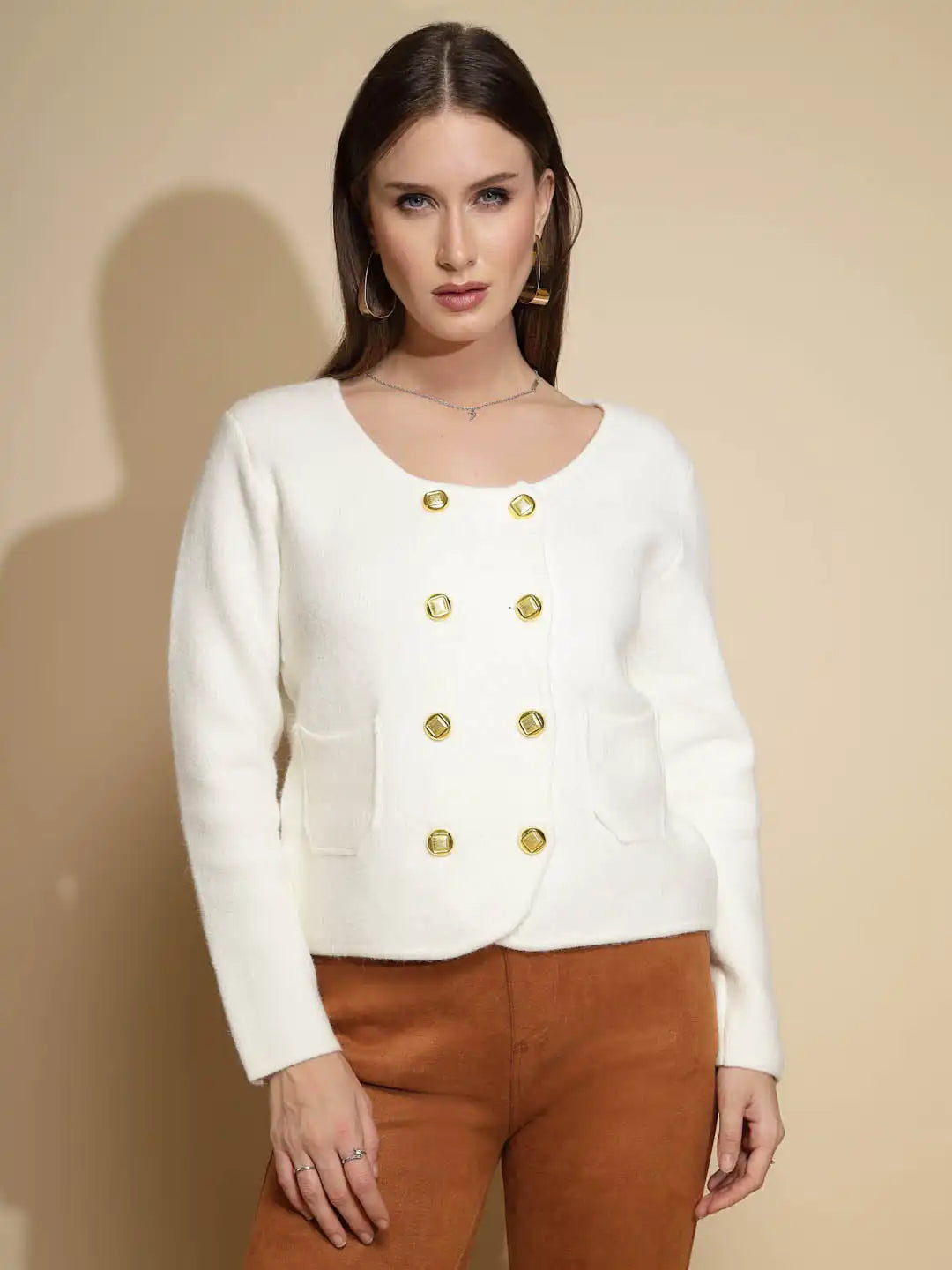 Off white top winter coat