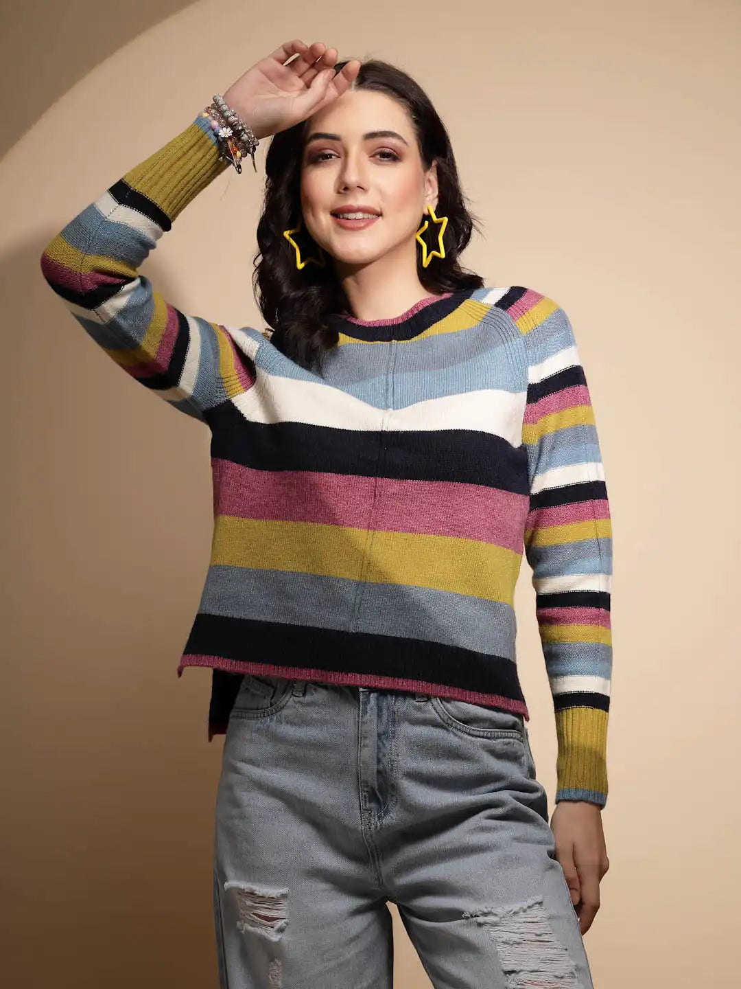 Multicolor Striped Knitted Pullover - Global Republic