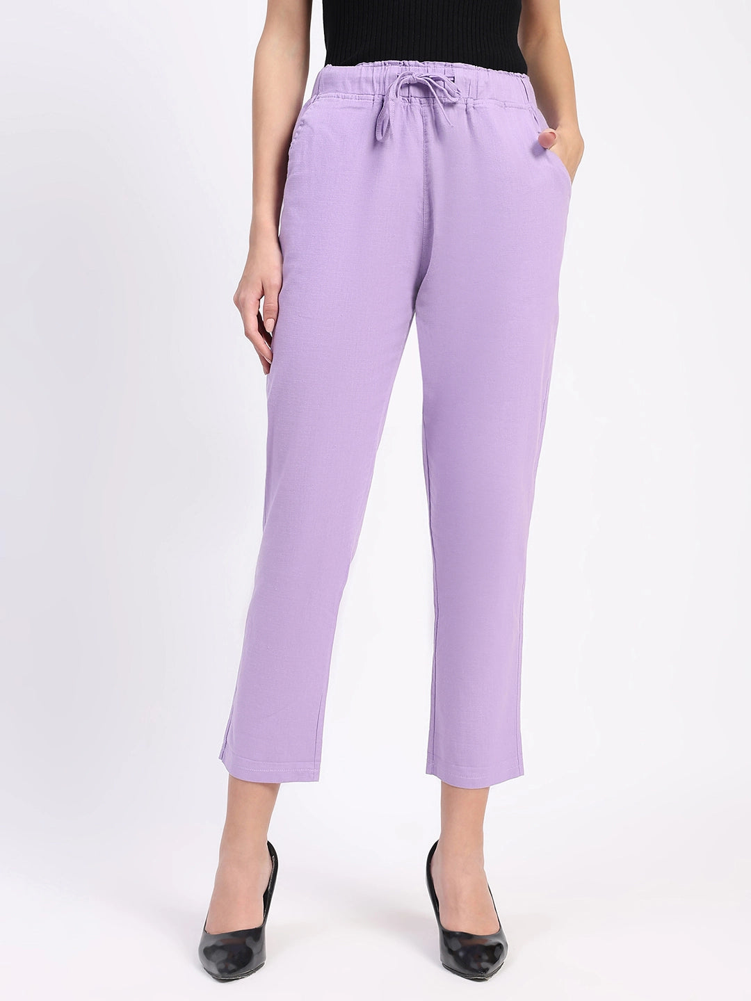 Lilac Cotton Ankle Length Lower - Global Republic