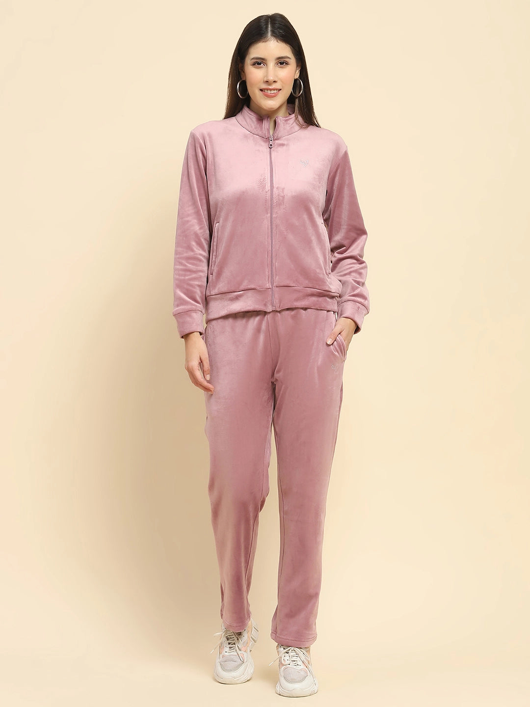 Mauve Velvet Relaxed Winter Nightsuit - Global Republic