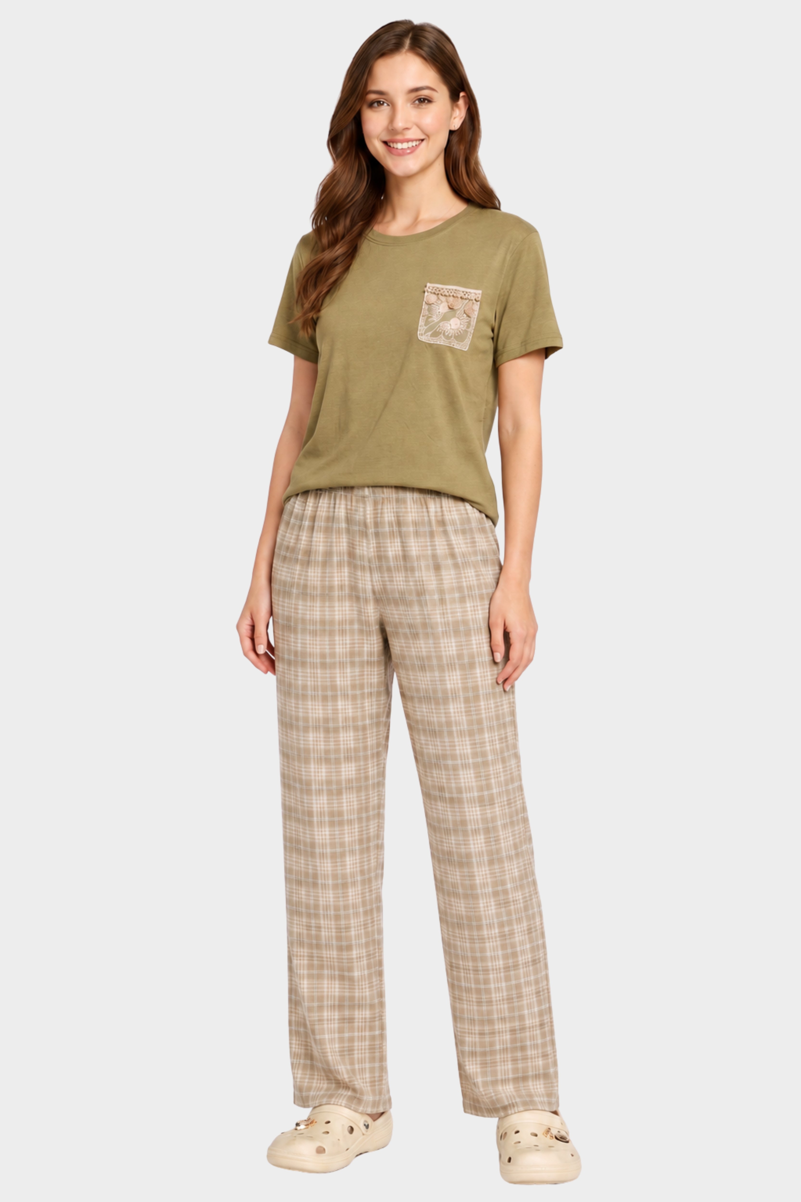 Green Cotton Night Suit Set