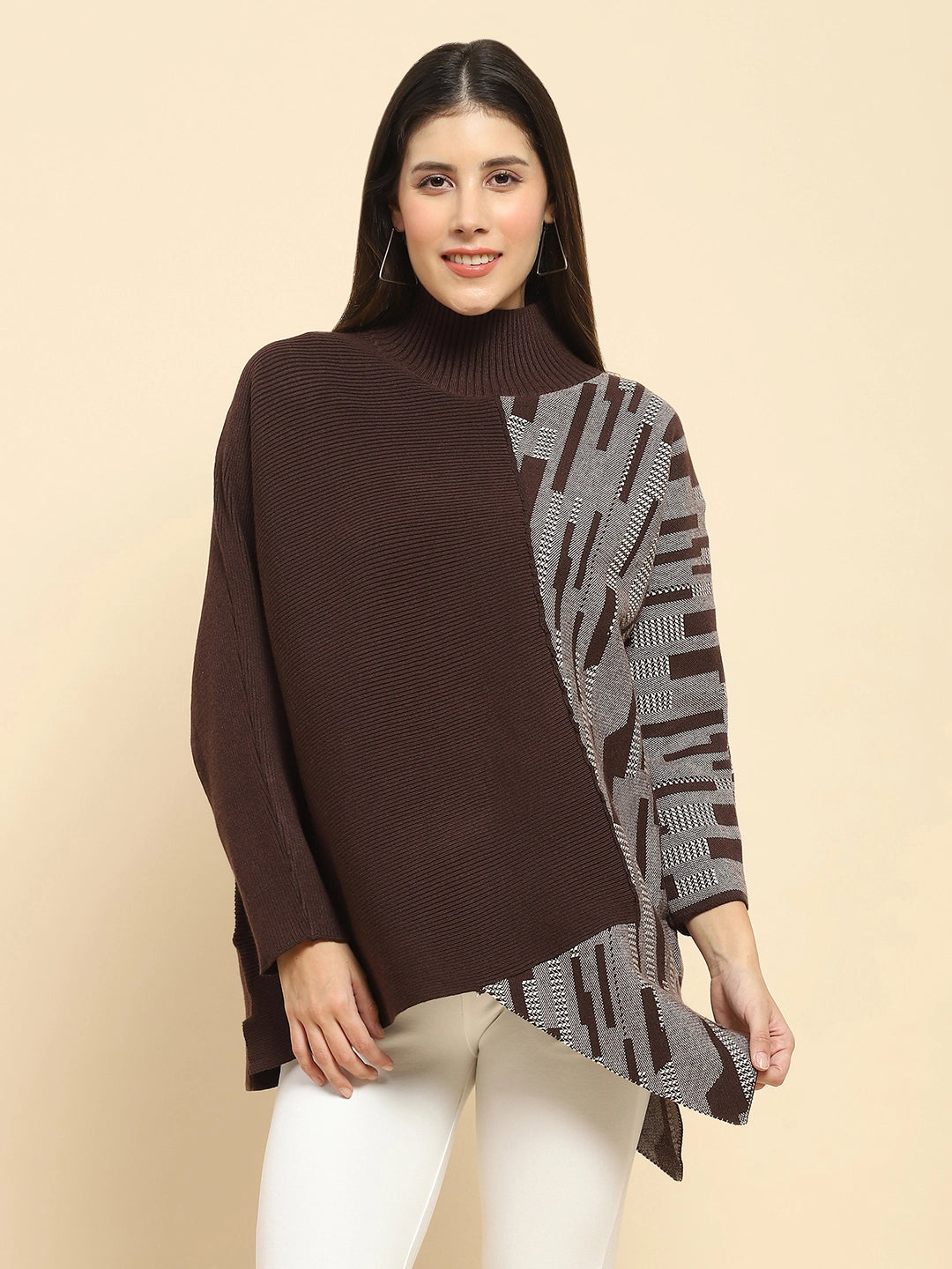 Brown Wool Blend Loose Fit Pullover - Global Republic