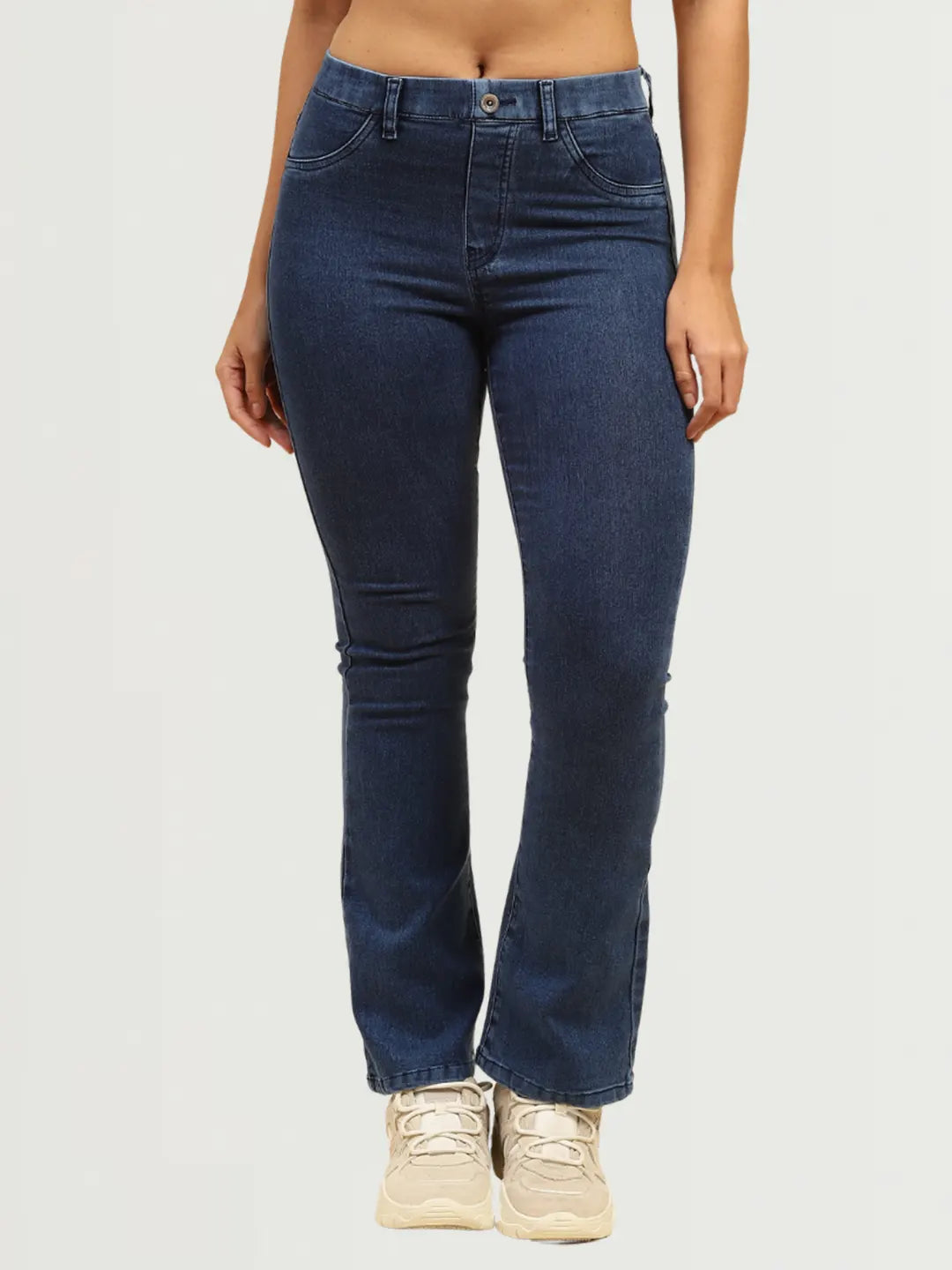 Dark Blue Cotton Blend Bootcut Jegging - Global Republic