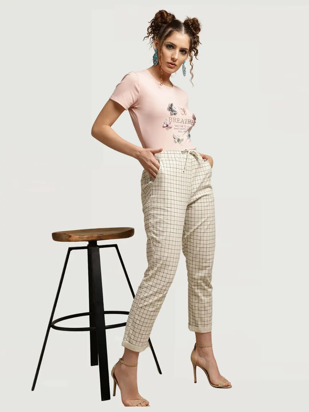 Beige Checkered Lower - Global Republic