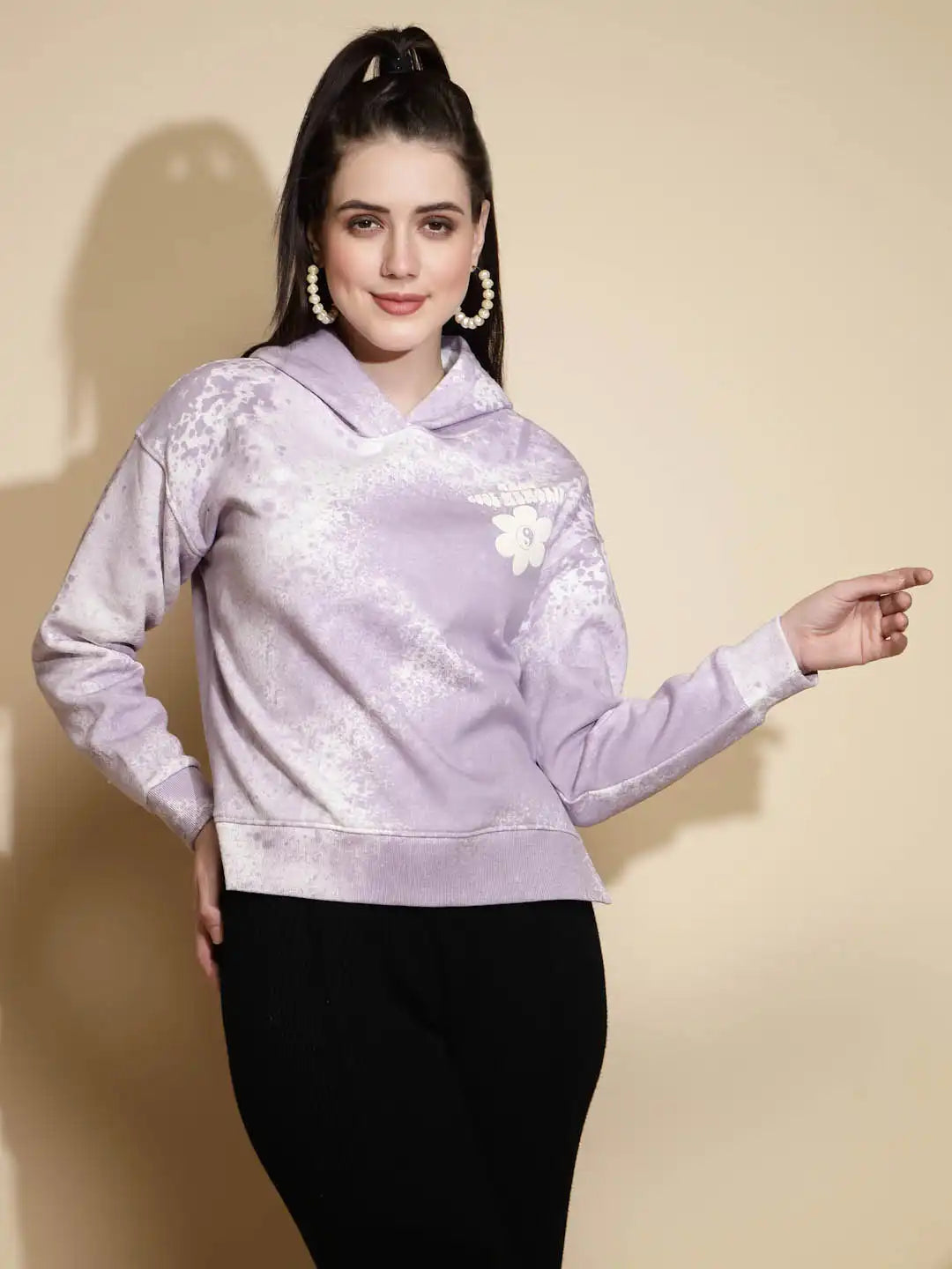 Lilac Acrylic Hooded Sweatshirt - Global Republic