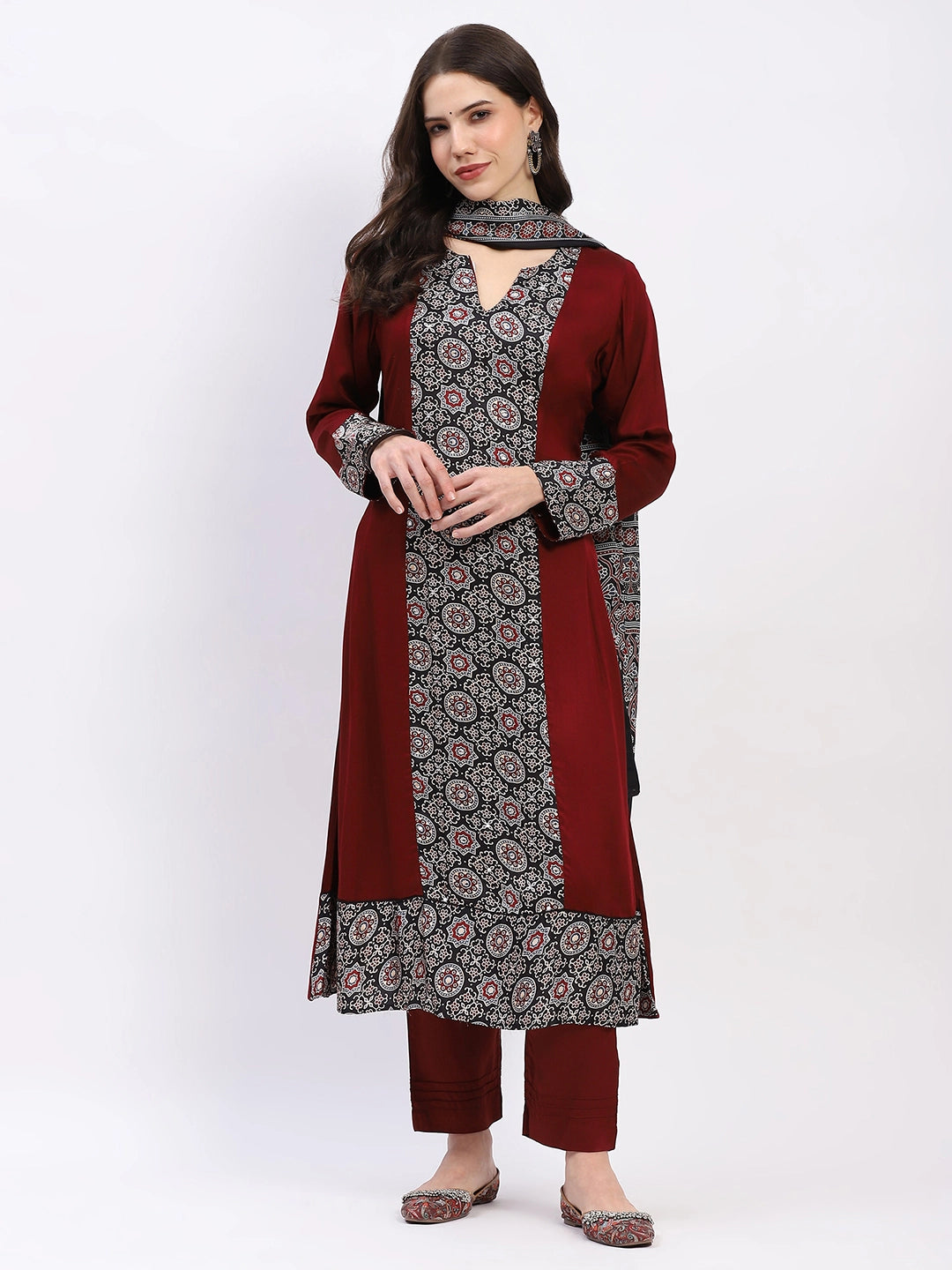 Maroon Modal Kurta Set - Global Republic