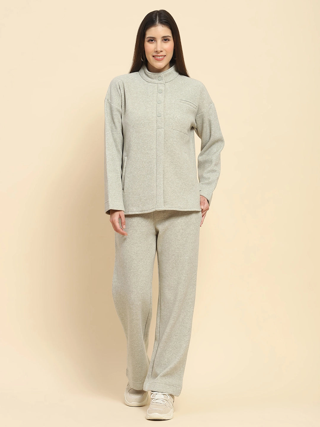 Pista Solid Relaxed Winter Nightsuit - Global Republic
