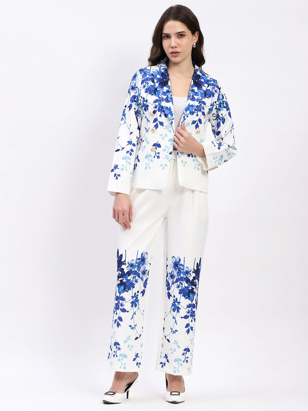 Elegant Floral Straight-Fit Trousers - Global Republic