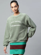 Women Round Neck Solid Regular fit Fleece Sweatshirt
