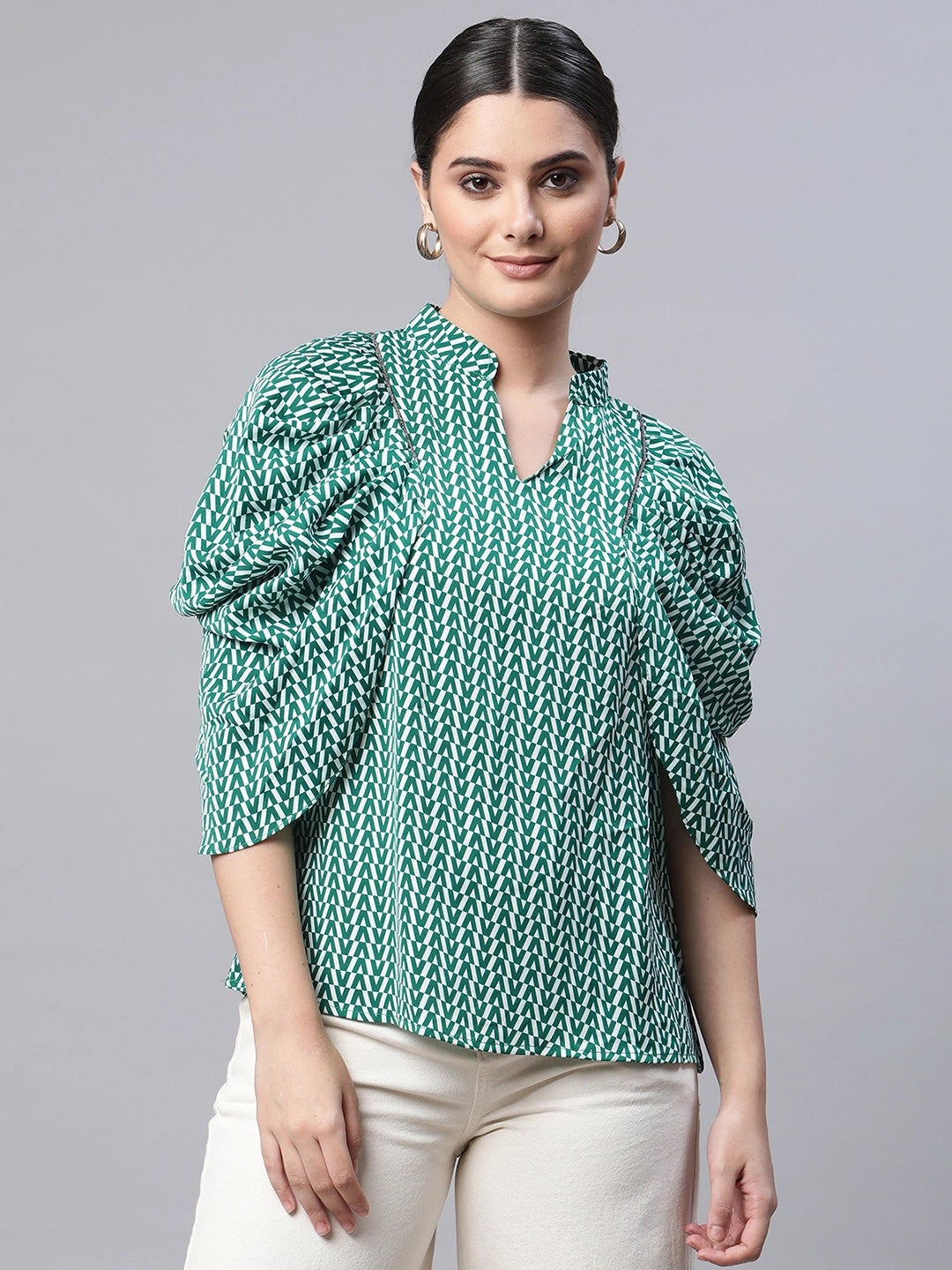 Black Cowl Sleeves Cotton Blend Blouson Top - Global Republic