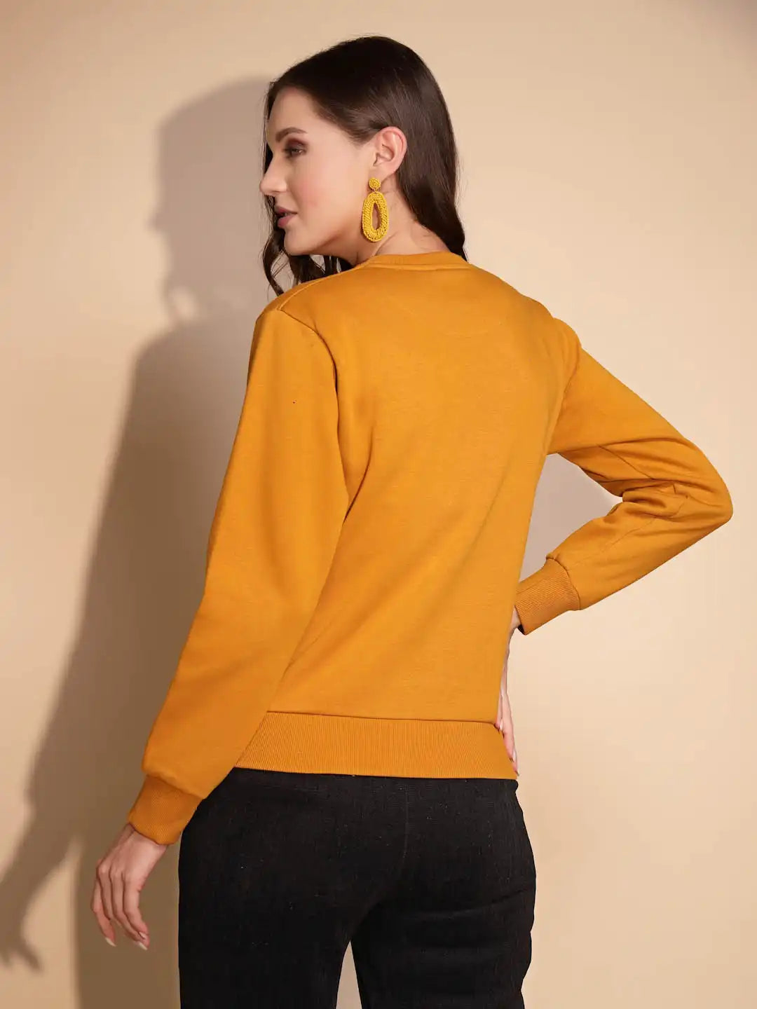 Yellow Round Neck Hosiery Sweatshirt - Global Republic