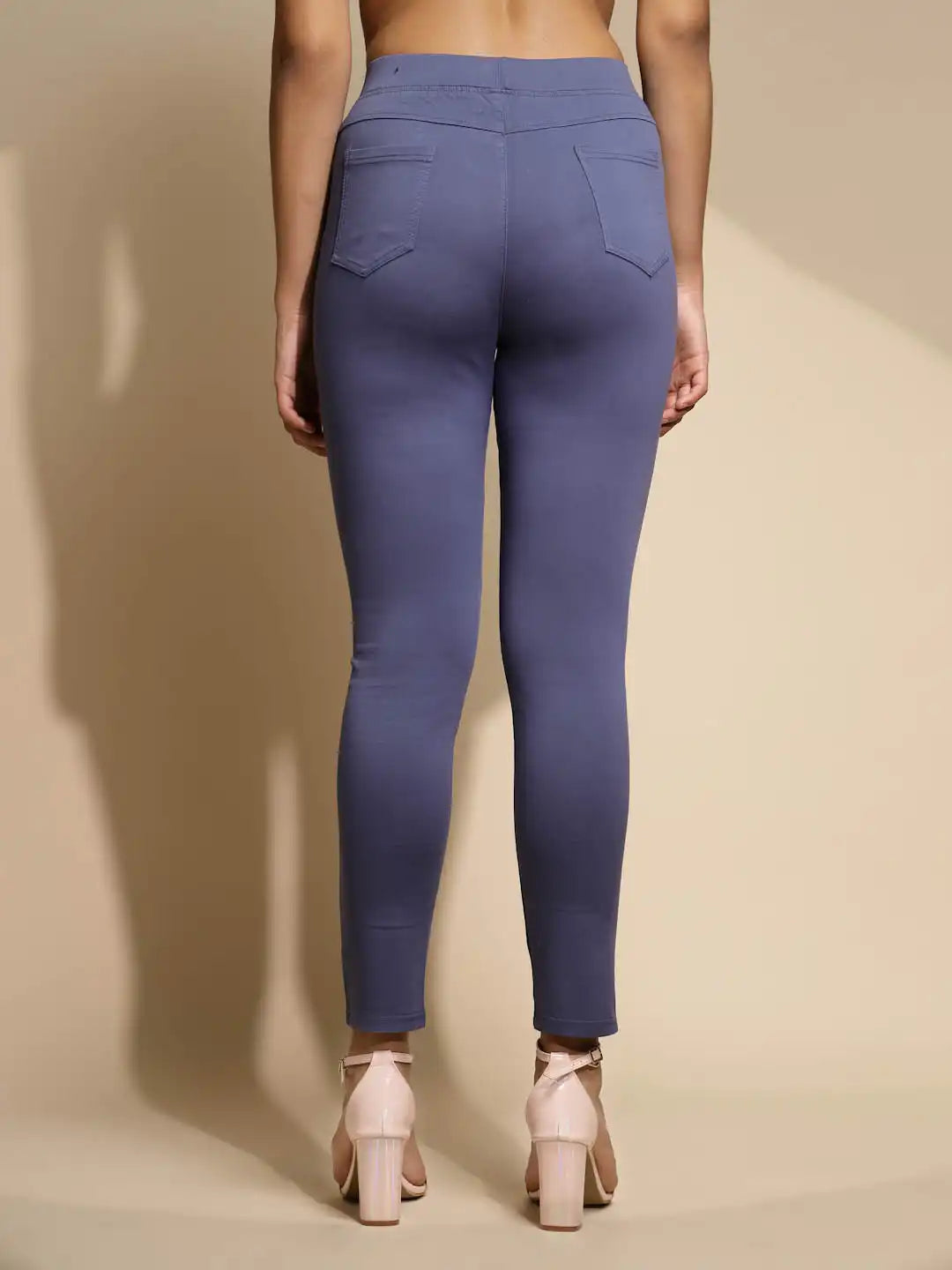 Women Blue Mid-Rise Stretchable Cotton Jegging