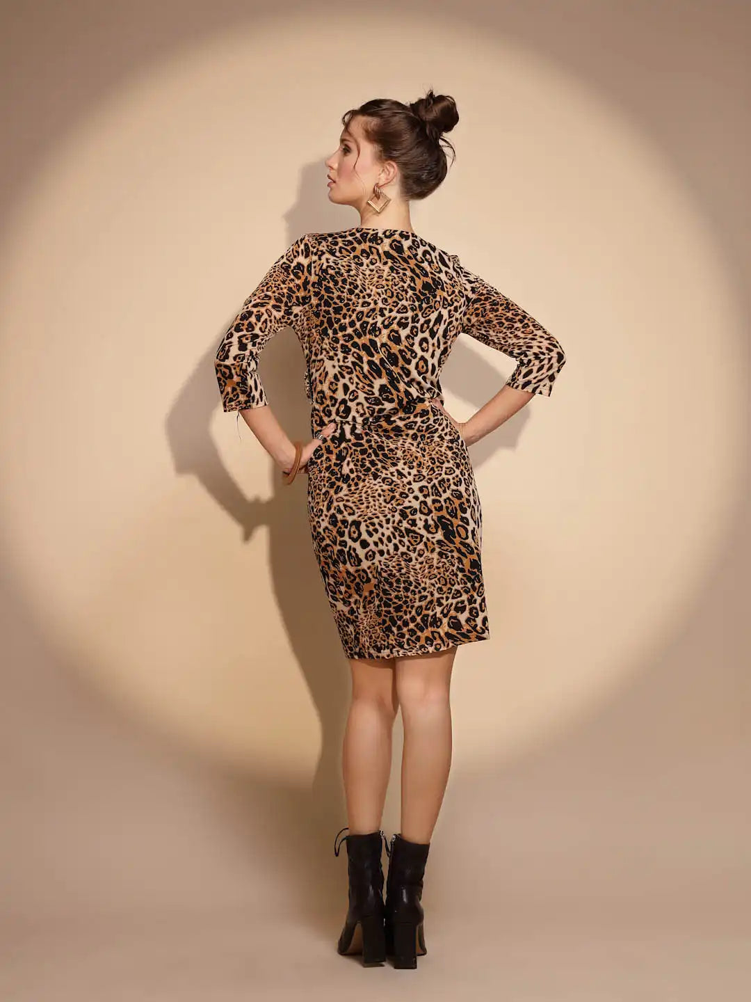 Brown Animal Ploy Blend Dress - Global Republic