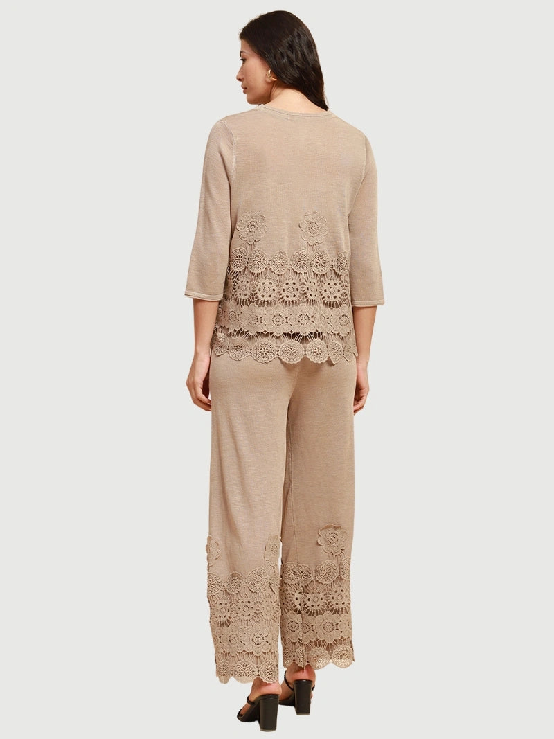Beige Viscose Relaxed Fit Co-ord Sets