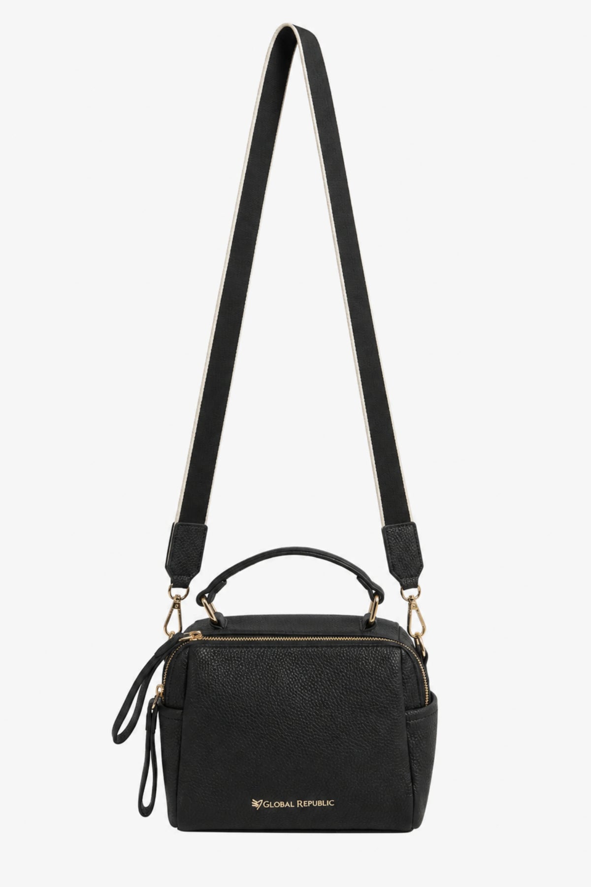 Black Solid Bucket Bag-Global Republic