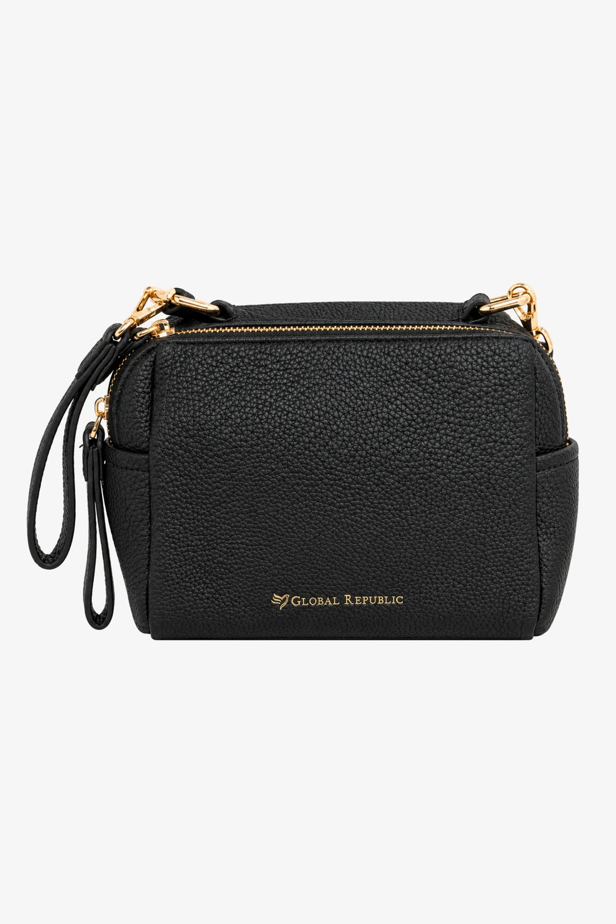Black Solid Bucket Bag-Global Republic